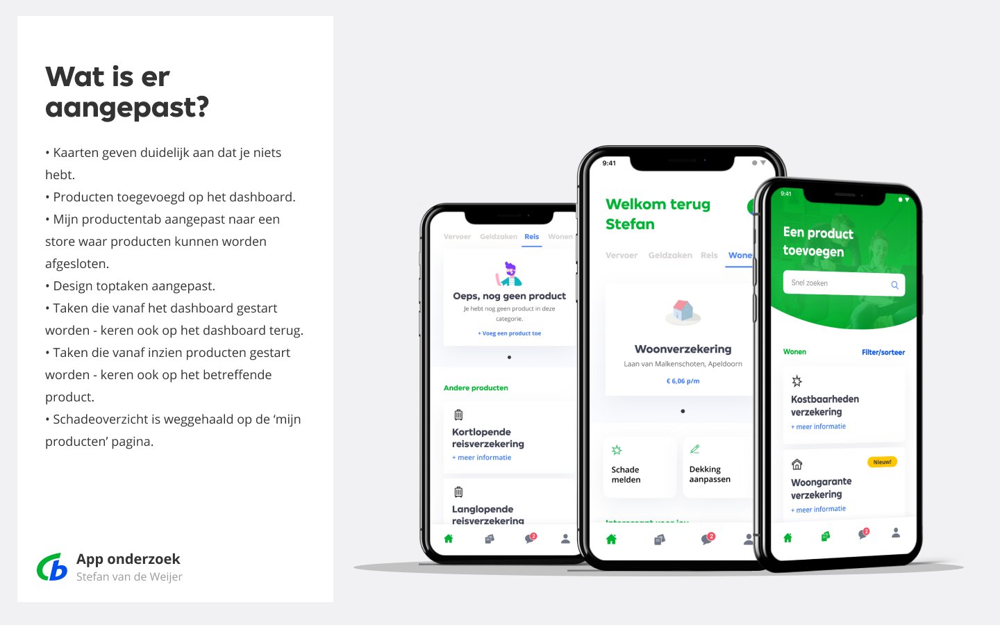 Onderzoeksinzichten: wat is er aangepast aan het dashboard en de productpagina's na het testen