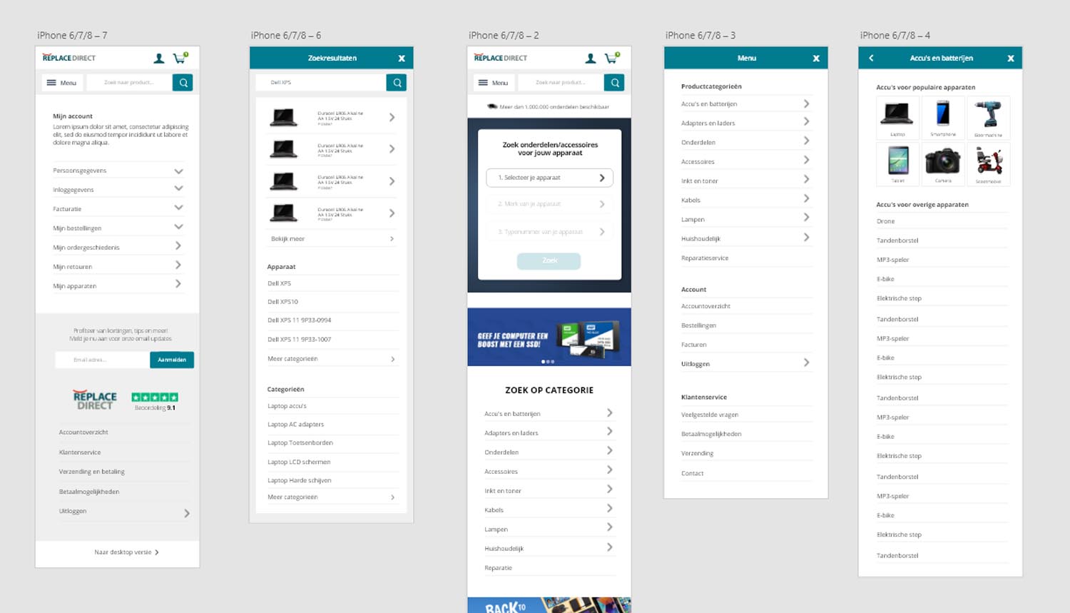 Categorie- en menustructuur van de vernieuwde ReplaceDirect-webshop